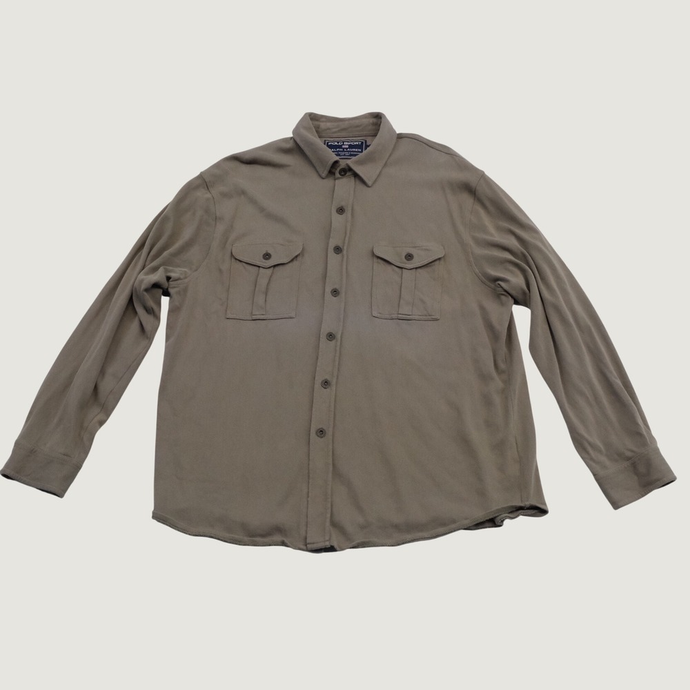 Polo Sport Ralph Lauren Button Down Mens Brown Pocket Utility Gorpcore XL Shirt